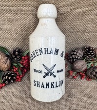 Old Vintage Printed Antique Ginger Beer Bottle GREENHAM SHANKLIN c1910’s