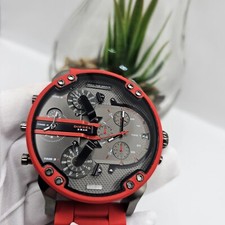 NEW DIESEL MENS WATCH DZ7370 GENUINE XL 2.0 MR BIG DADDY RED SILICONE GREY DIAL