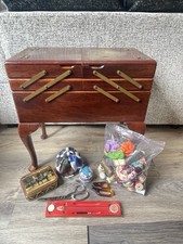 Morco Products Vintage Cantilever Wooden Large Sewing Box on Legs 3 Tier Rare