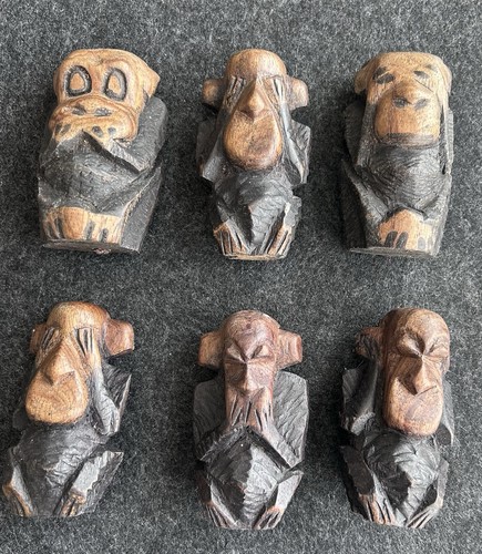 Vintage hand carved wooden - 6,