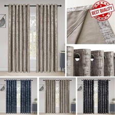 Crushed Velvet Curtains Fully Lined Ready Made Pair Eyelet Ring Top Luxury SALE