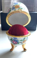 Regency Fine Arts porcelain Theme Egg pin cushion in original box  "Price Drop"