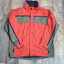 Vintage L.L. Bean Shell Quilt Lined Jacket Mens Large Orange Insulated