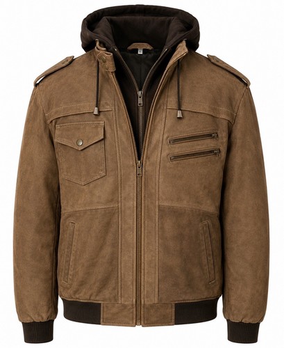 Men brown real sheepskin - real,