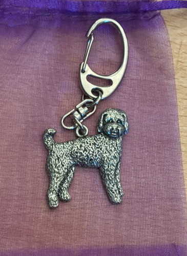 Labradoodle pewter keyring - labradoodle,