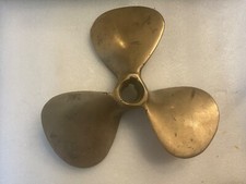 BRASS PROPELLER VINTAGE NARROW CANAL RIVER BOAT CRAFT 11 " DIAMETER 1 " BORE
