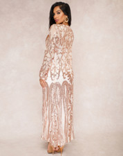 Hot Women Floral Sequin Long