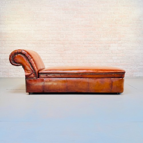 1920s tan leather chaise - leather,