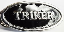 NEW SUPERB QUALITY OVAL ENAMEL BLACK TRIKER MOTORCYCLE PIN BIKER BADGE