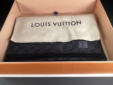 Men’s Louis Vuitton Paris Damier 100% Wool black grey checkerboard scarf Italy