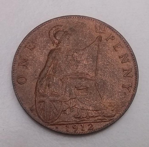 1912 one penny coin - h,