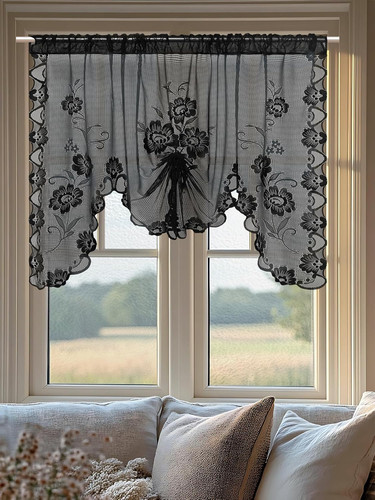 Black semi sheer floral - semi-sheer,