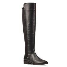 Clarks Ladies PURE CADDY Black Leather/Elastic Over the Knee Boots RRP £160
