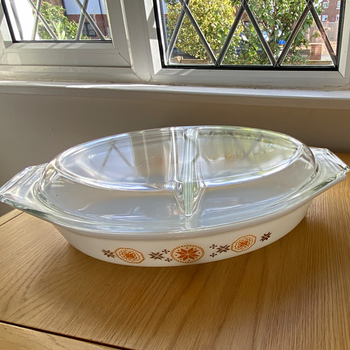 Oval vintage pyrex glass dish - oval,