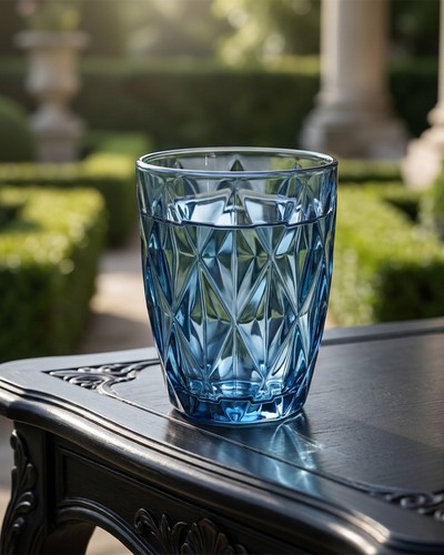 Set 4 coloured glass - of, or
