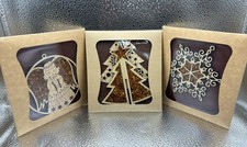 Wooden Tree Hanging Decoration Sun Amber For Christmas Gift Idea - 3 Pieces