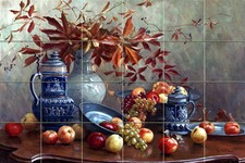 Art Severin Roesen Apples Flowers Ceramic Mural Backsplash Bath Tile #1807