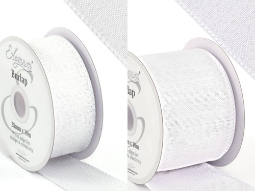 White wired edge - white, burlap