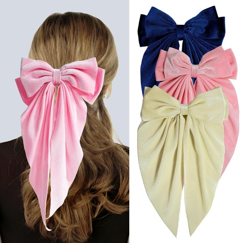 Large velvet hair bows pcs - large, 3