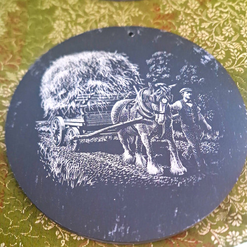 Round vintage decorative slate - vintage,