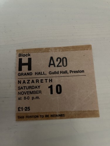 Nazareth concert ticket stub - concert,