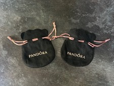2 Genuine Pandora Black Velvet Draw String Jewellery Pouch New Christmas