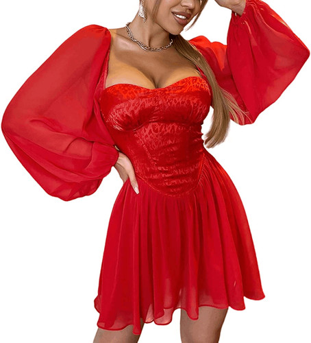 Long lantern sleeve satin - ,
