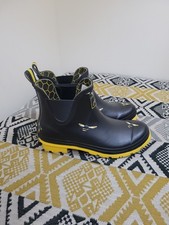 EUC Joules Wellibobs Short Waterproof Ankle Wellies Boots Size 7 Black Bee ?