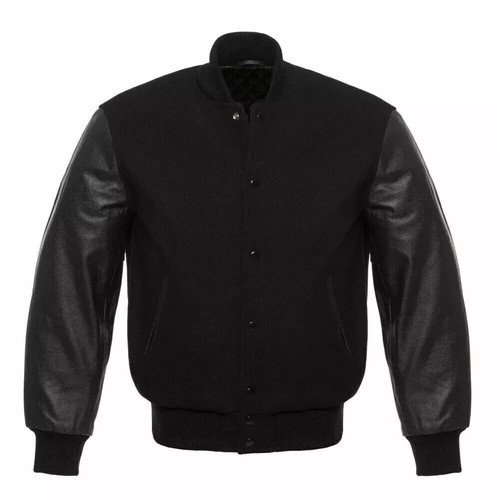 Black wool real - real, leather