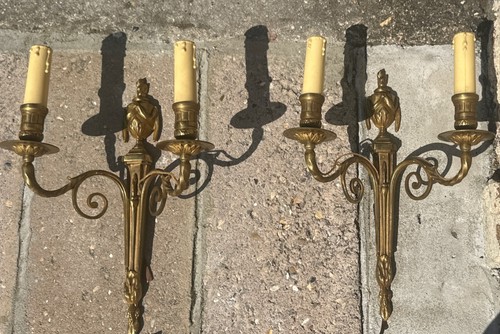Pair vintage brass - , wall