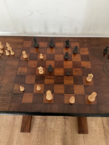 Antique chess table games - table,