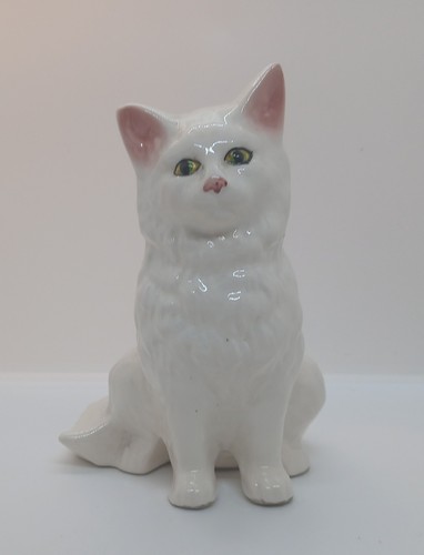 Ceramic white persian cat - ceramic,