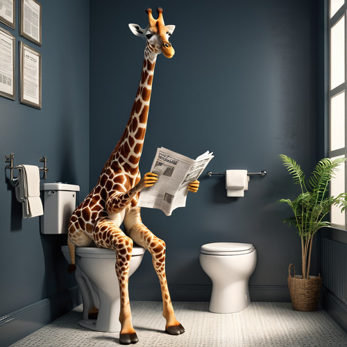 Giraffe toilet metal - on,
