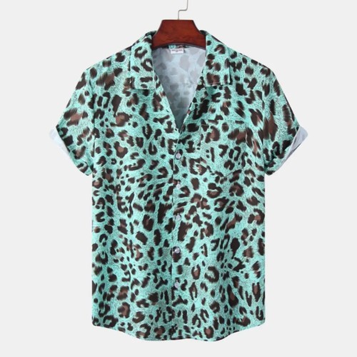 Men leopard print shirt casual - leopard,