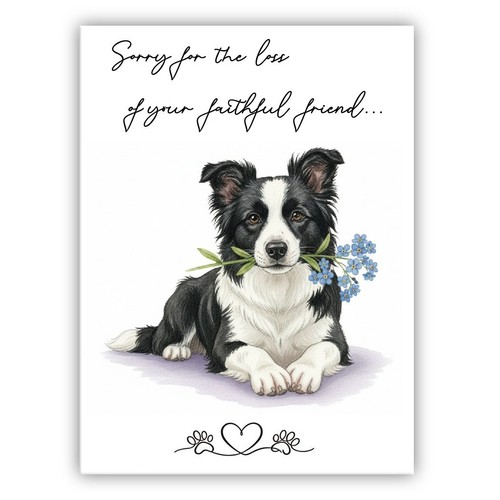 Border collie sympathy card - card,