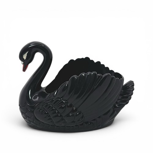 Vintage black swan planter - swan,