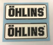 OHLINS stickers - decals - 2 x Black on Chrome - High Gloss Gel Finish - 79mm