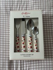 Cath Kidston 16 Piece Stainless Steel Cutlery Set in Rose / Peony Floral Print