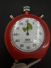 LEONIDAS Trackmaster Swiss Stopwatch Red Mechanical Timer Vintage Working