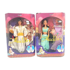 VINTAGE 1992 MATTEL Disney's Aladdin Doll NRFB 2548 & Jasmine 2557 