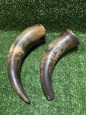 Antique Powder Horn X2 Gun Rifle Mancave Militaria