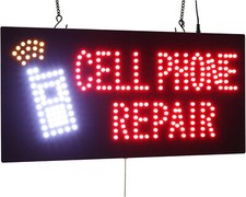 Cell Phone Repair Sign TOPKING Signage LED Neon Open Store Window Shop