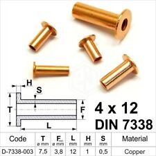 Solid Copper Flat Head Rivets DIN 7338C Tubular brake clutch linings M4 M5 M6 M8