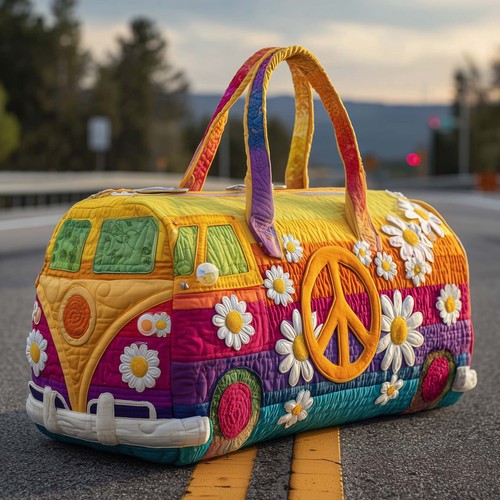 Hippie van quilted duffle bag - quilted,