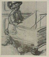 WALTER SICKERT Piano Baby Grand Lithographic Print of a Drawing Artwork C1952