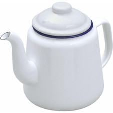 Falcon White Enamel Tea Pot w/ Handle & Lid 14cm Coffee Maker Kettle Coffee Pot