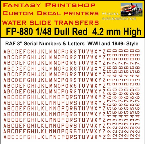 Raf letters numbers - raf, 8"