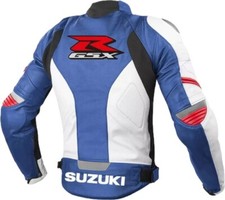 NEW SUZUKI MOTORBIKE LEATHER JACKET CE ARMOUR MOTORCYCLE RACING JACKET ALL SIZES