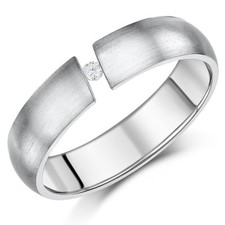 Titanium Ring Tension Set Diamond Wedding 6mm Band