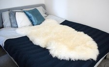 Sheepskin Rug Large Genuine Creamy Thick Wool Very Soft 100% Natural 120-125 Cm!